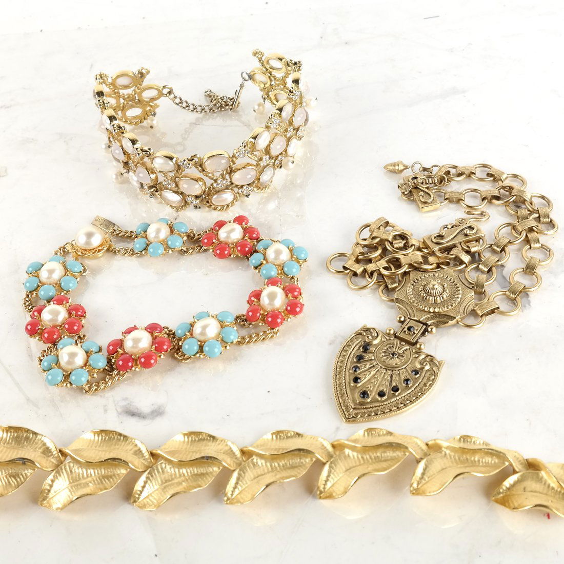 Four Costume Gold-Tone Necklaces (1 of 5)