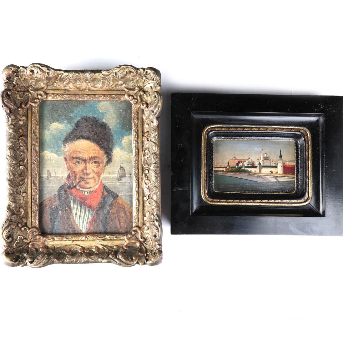 2 Paintings, Old man and City Scene (1 of 5)