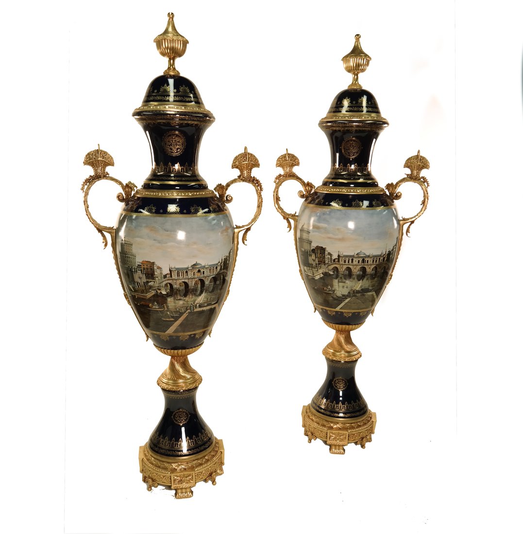 Pair of Palace Size Sevres Urns (1 of 8)