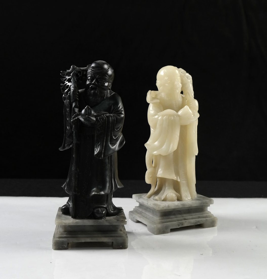 Two Chinese Stone Carvings of Sages (1 of 9)