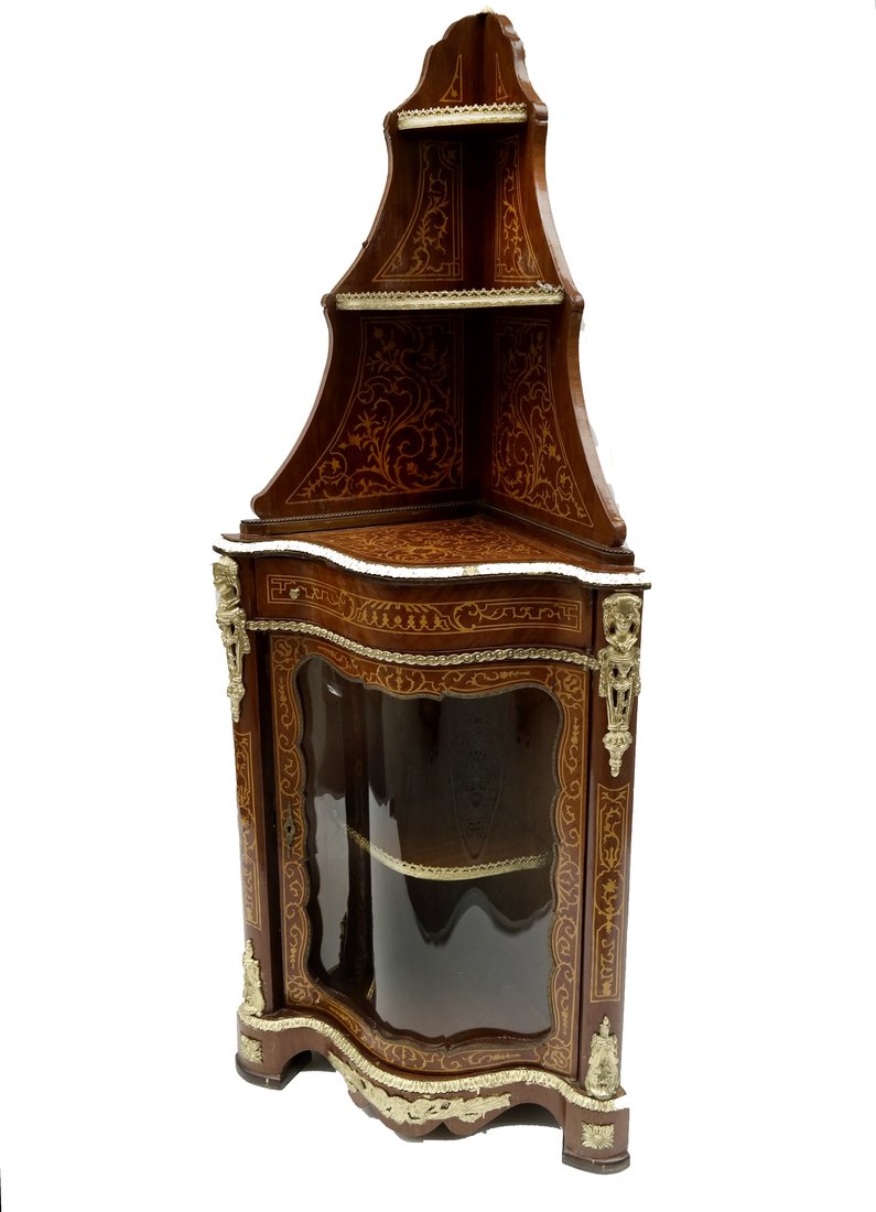 Louis XV-Style Inlaid Corner Cabinet (1 of 8)