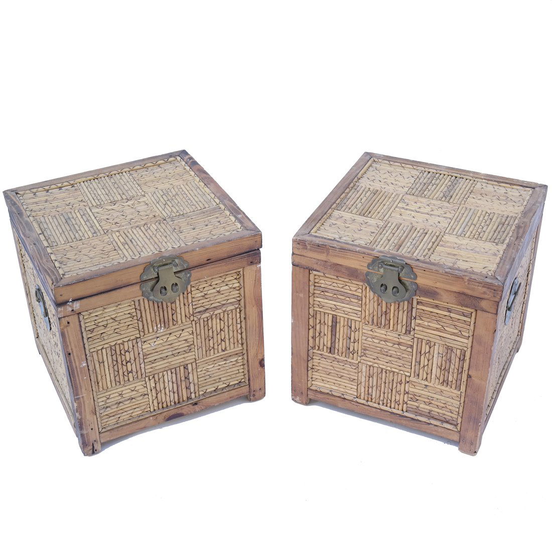 Two Rattan Bamboo End Tables (1 of 6)