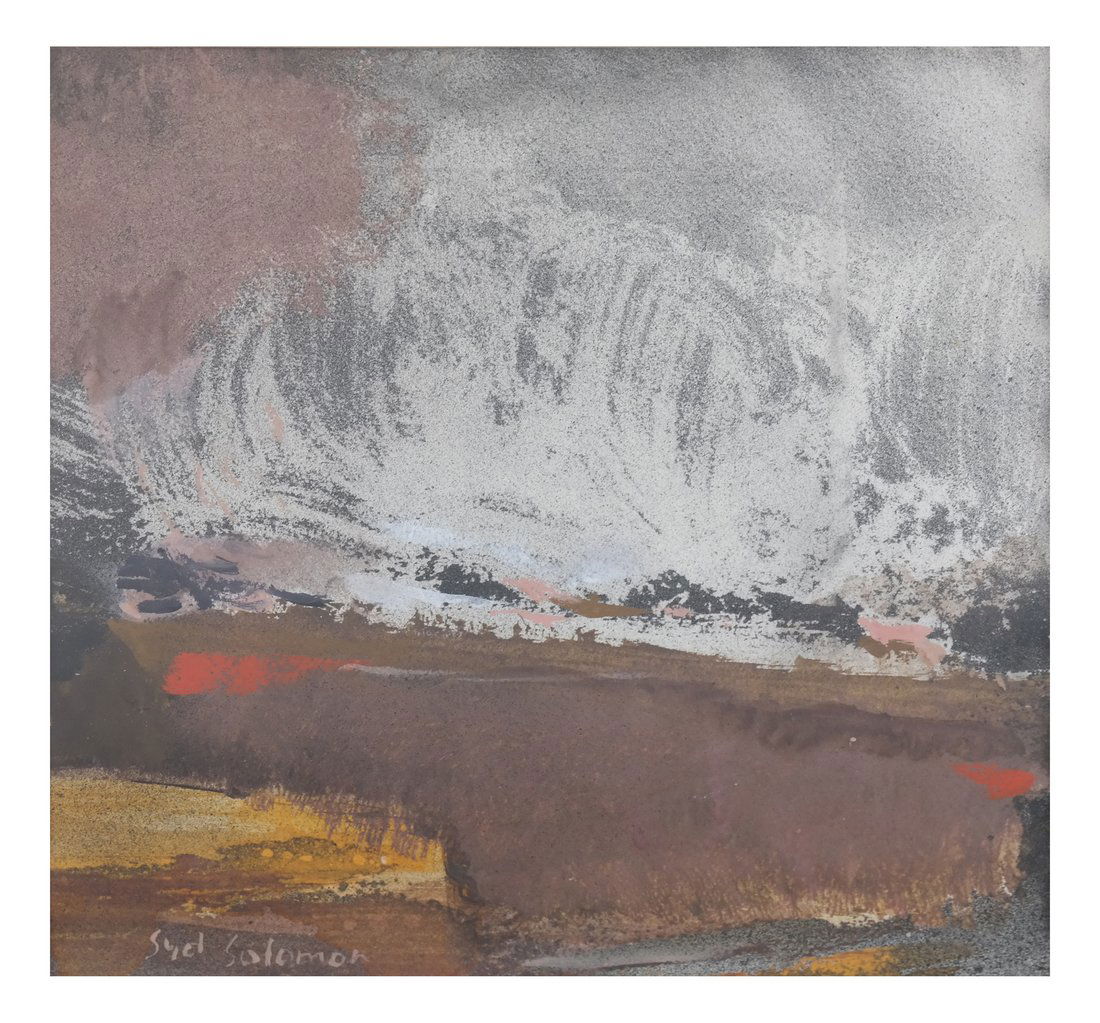 Syd Solomon, "Surf Sound", Gouache: Syd Solomon (American 1917-2004) "Surf sound" gouache 1962 on verso, signed in the lower left. [Sight: 13" H x 11 1/2" W; Frame: 22" H x 20 1/2" W].