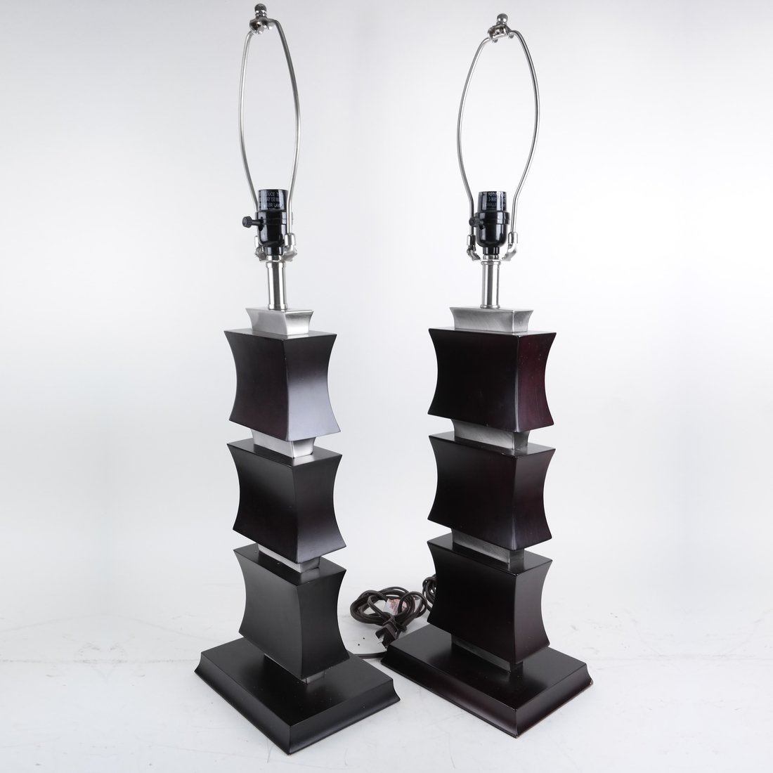 Pair of Stainless Steel Table Lamps (1 of 5)