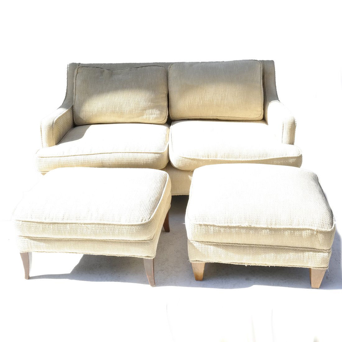 Modern Loveseat With Two Ottomans (1 of 9)