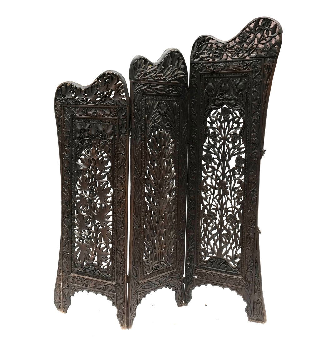 Asian Wood Carved Screen (1 of 10)