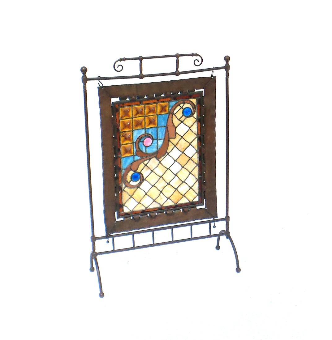 19th Century Lead Glass Fire Screen (1 of 5)