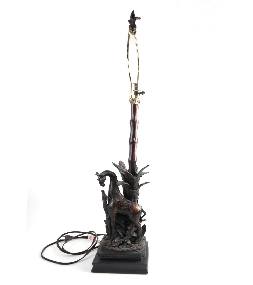Patinated Giraffe Form Table Lamp (1 of 6)