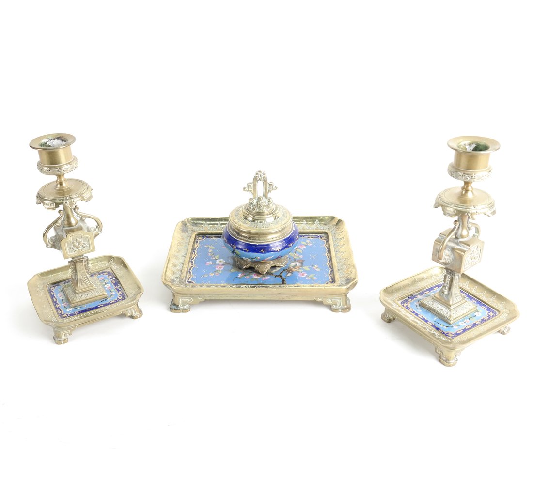 Meissen Ink Well & Pr. of Candlesticks (1 of 7)
