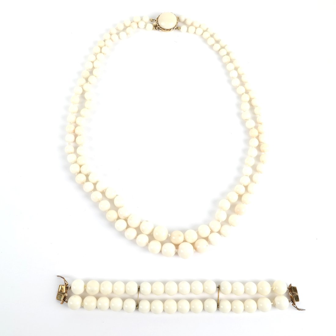 White Coral 14k Gold Necklace, Bracelet (1 of 6)