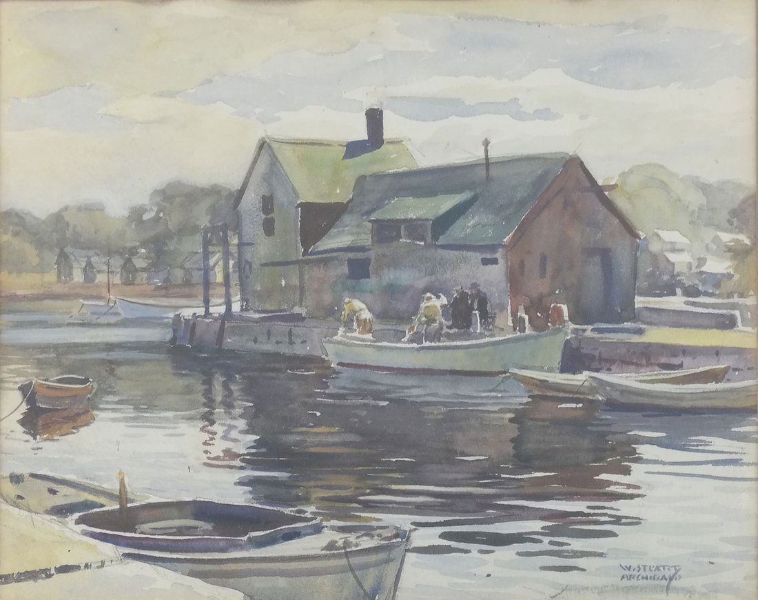W Stuart Archibald Fishermen Watercolor (1 of 5)