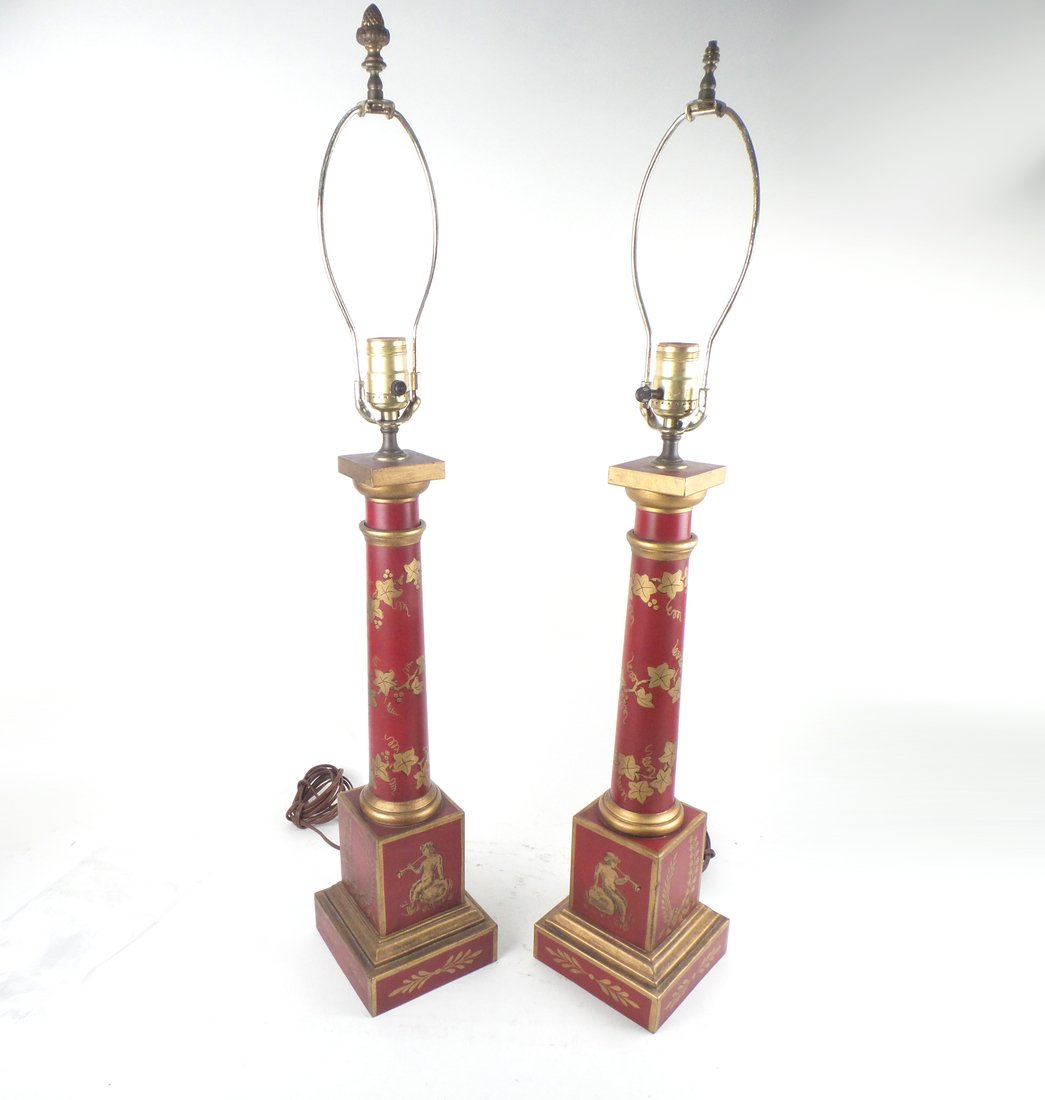 Pair of Tole Painted Neoclassical Lamps (1 of 7)