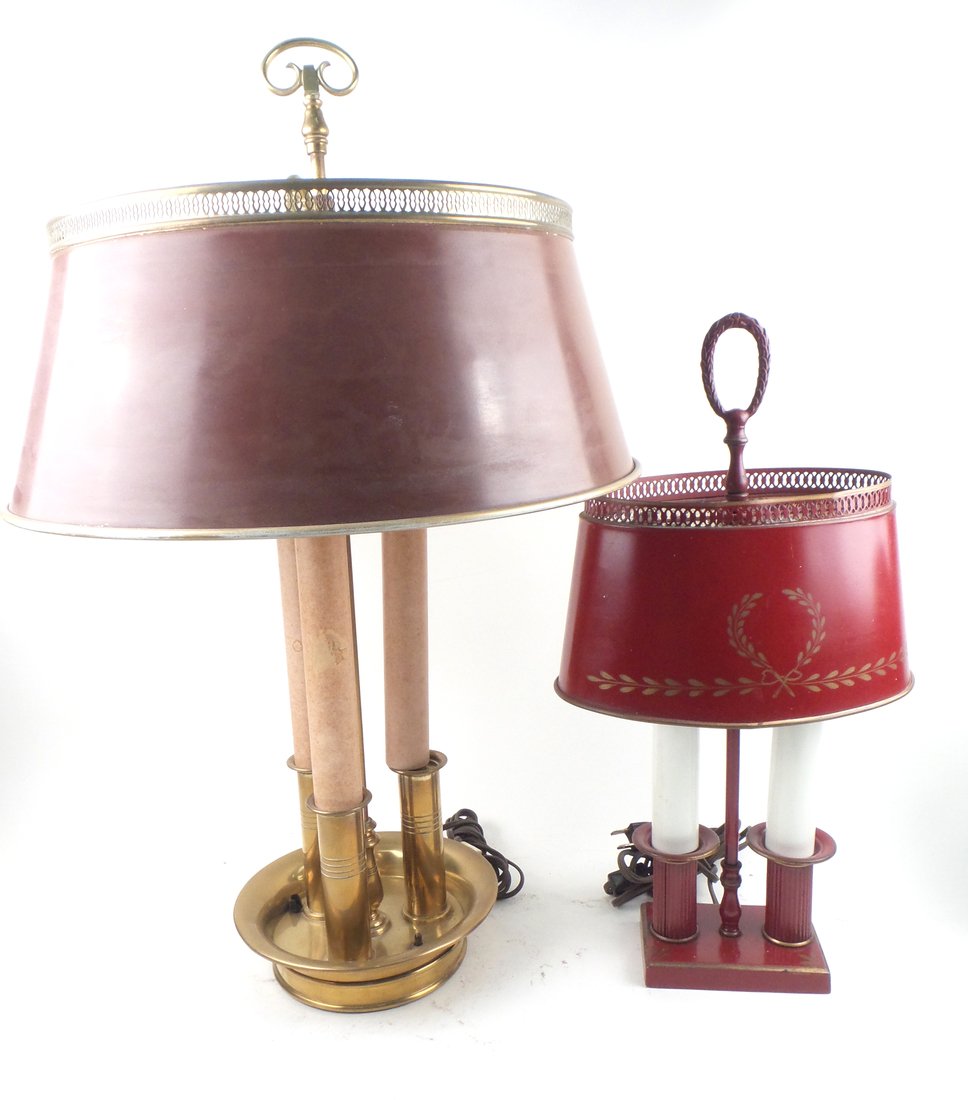 Two Bouillotte Lamps With Tole Shades (1 of 7)