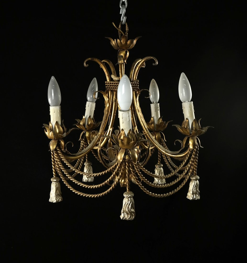 Five-Light Fixture with Tassel Motif (1 of 4)