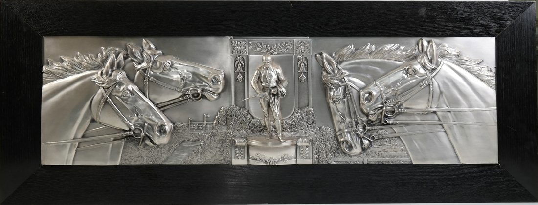 Silvered Metal Equestrian Plaque (1 of 5)
