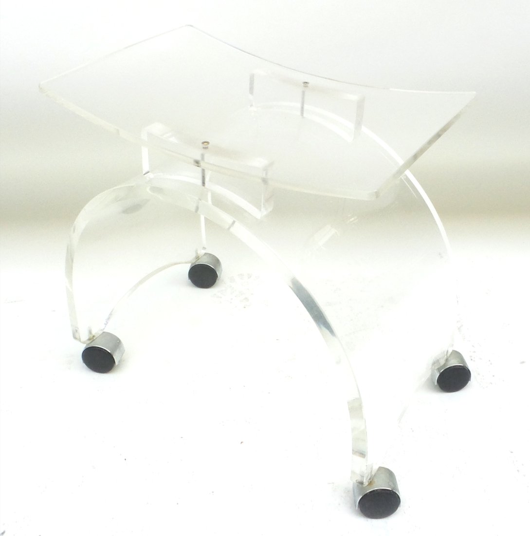 Modern Lucite Stool on Casters (1 of 4)