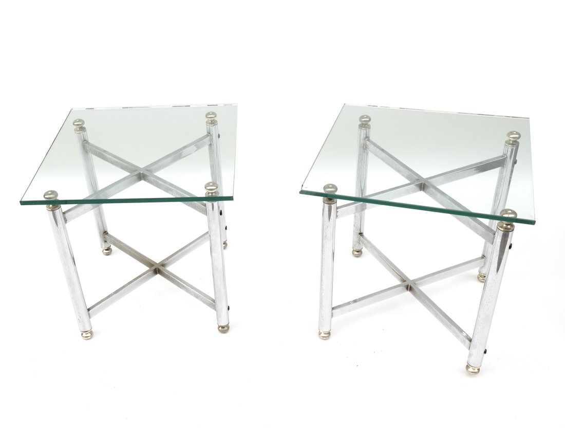 Pair of Chrome and Glass Tables (1 of 5)
