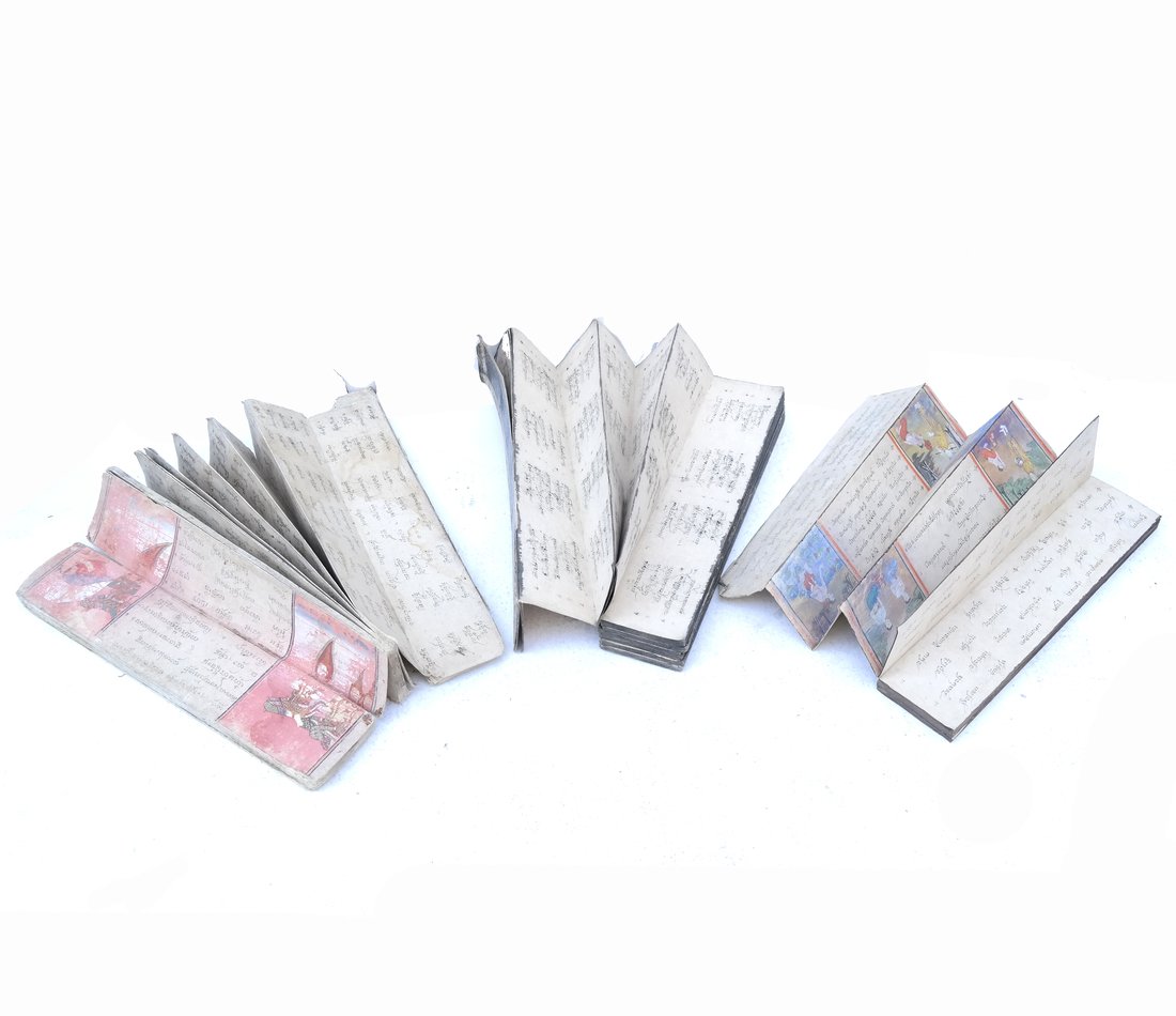 3 Thai Palm Leaf Buddhist Prayer Books (1 of 10)