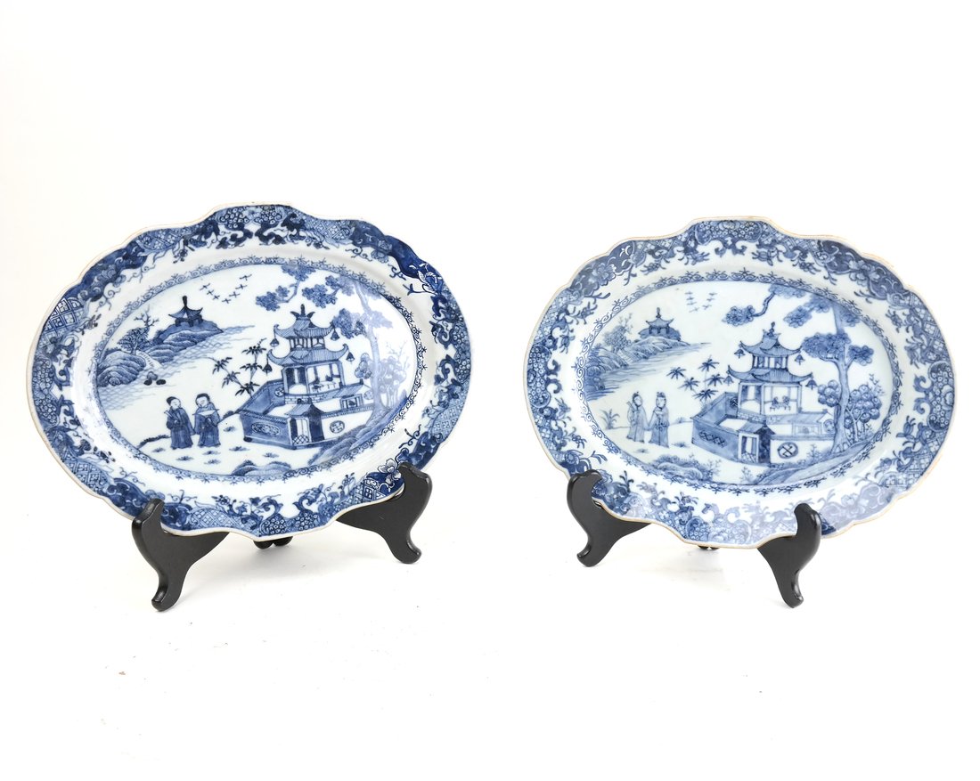 Pair of Chinese Blue & White Plates (1 of 10)