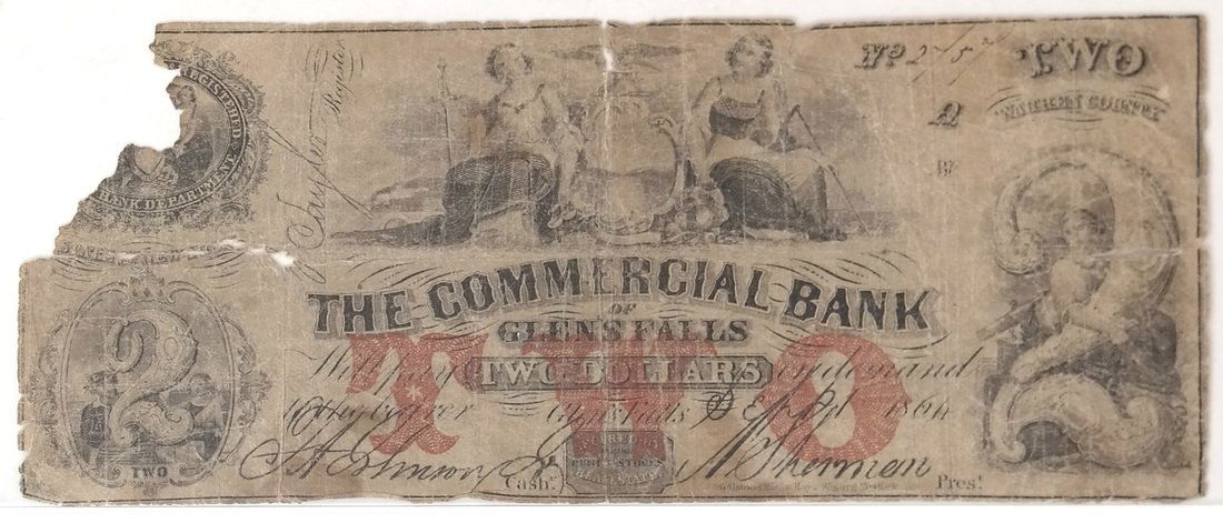 COMMERCIAL BANK GLENS FALLS $2 NOTE (1 of 2)