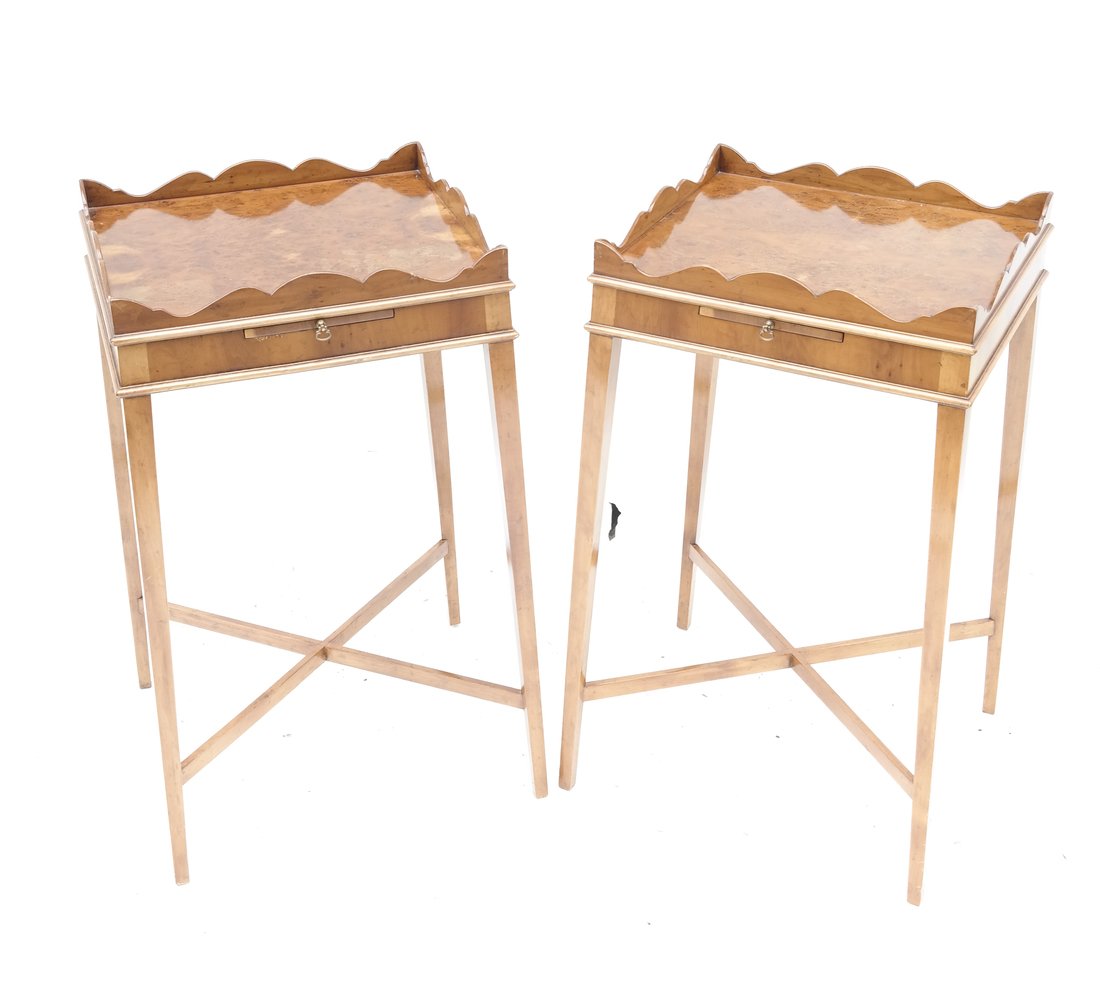 Pair of English Style Scallop Top Tables (1 of 9)