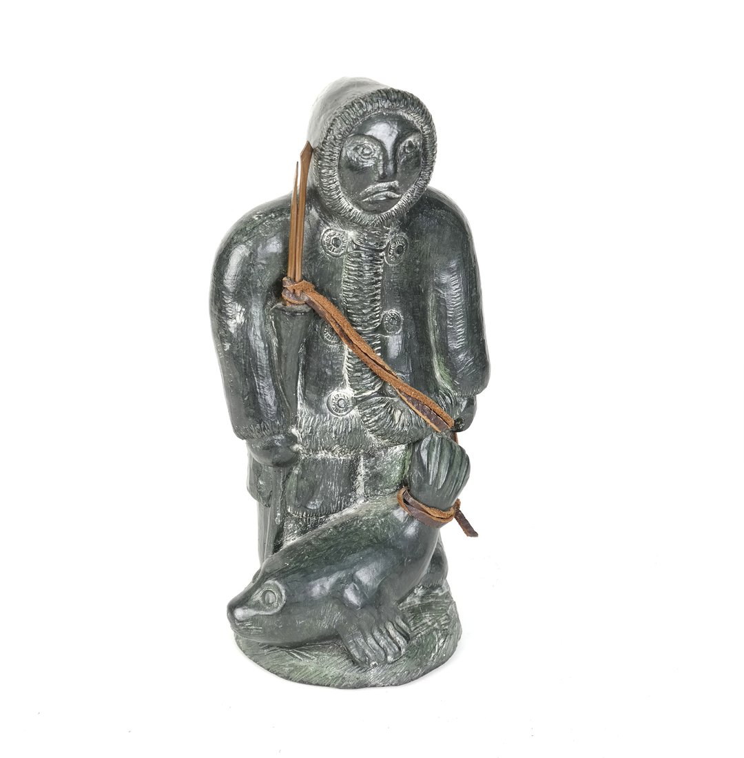 Soapstone Carving, Inuit with Seal (1 of 6)