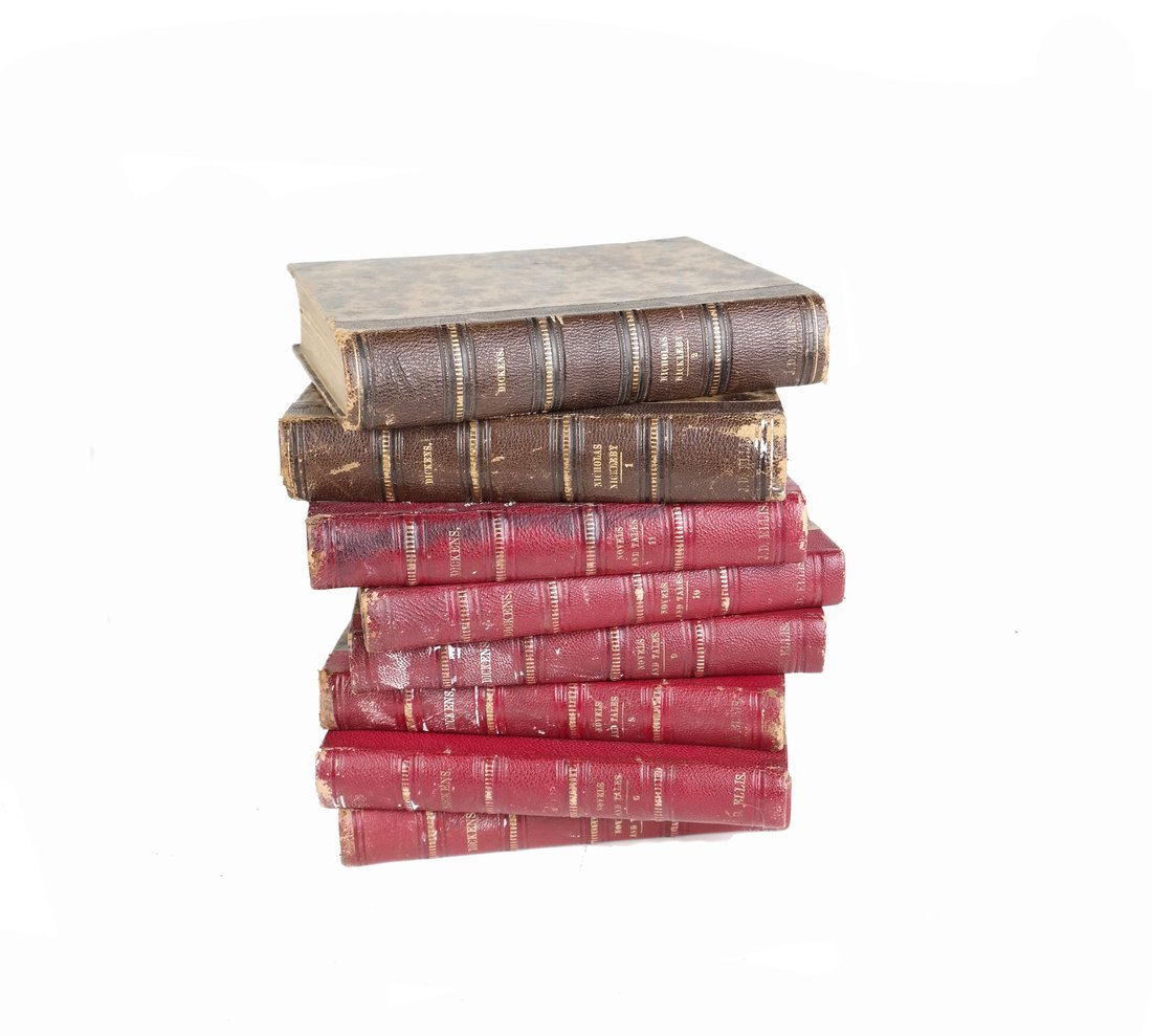 Eight Antique Books Including Dickens (1 of 6)