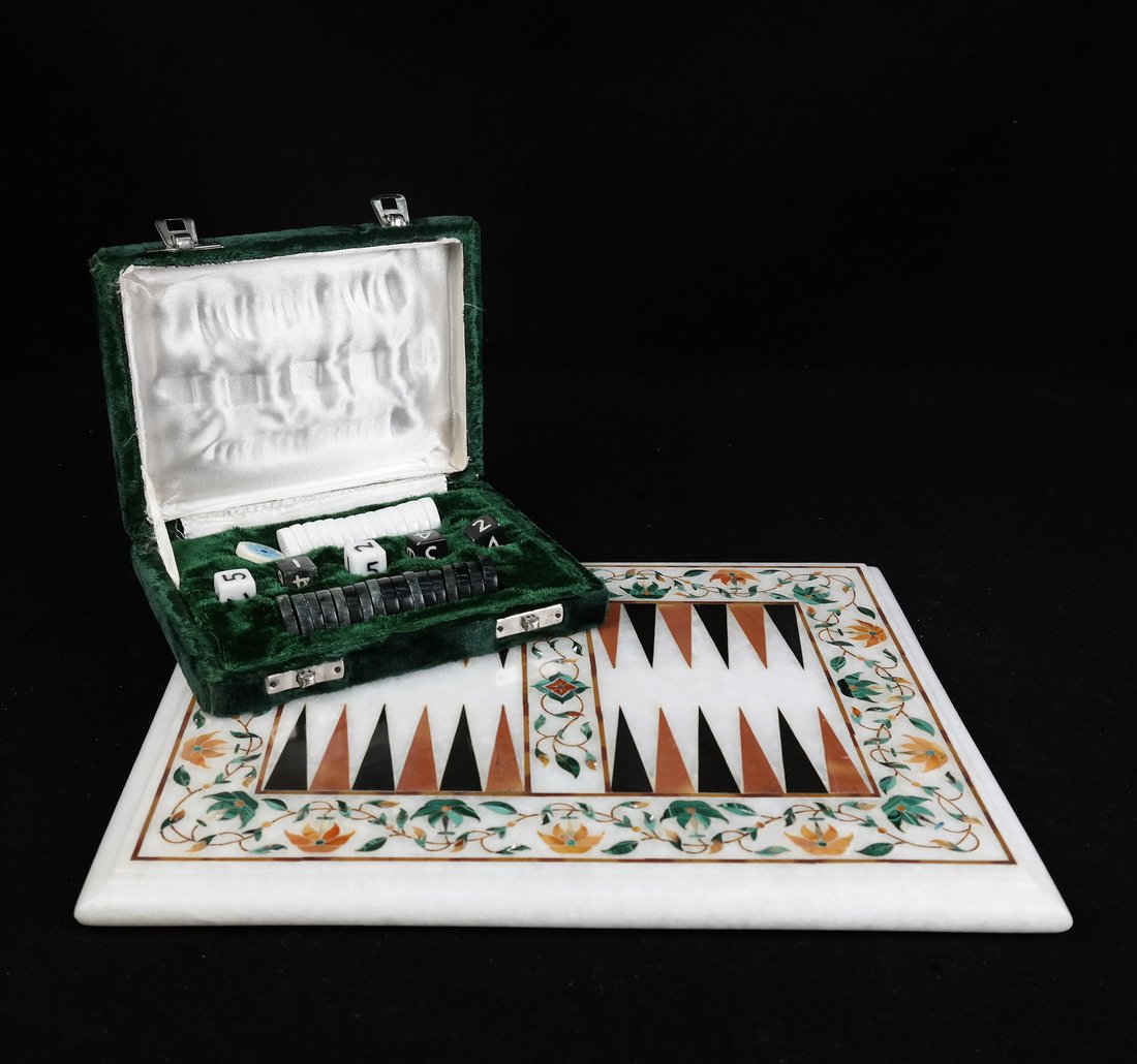 Inlaid Marble Backgammon Game (1 of 5)