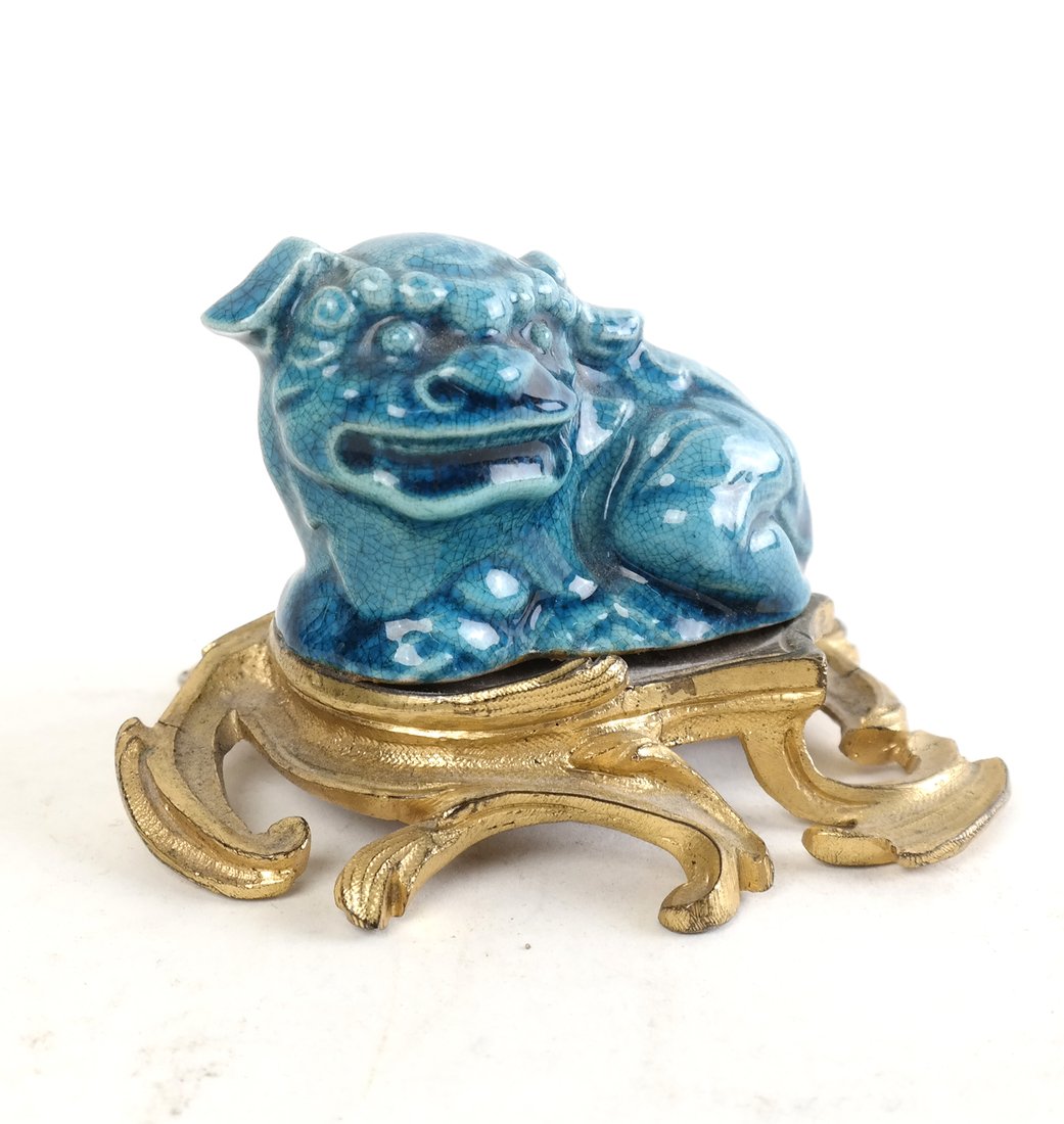 Ceramic Foo Dog on Gilt Base (1 of 6)