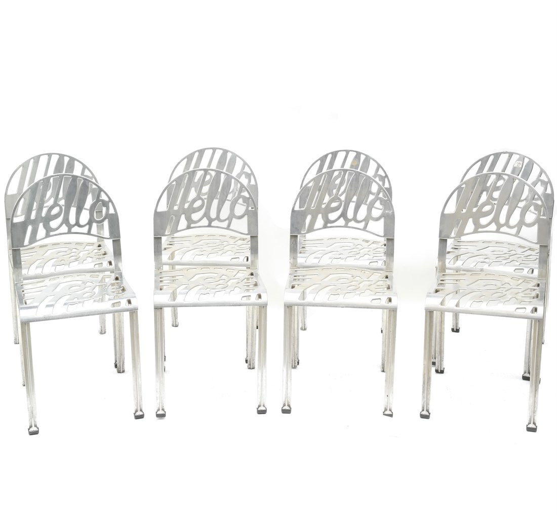 8 Arifort Aluminum Cafe "Hello" Chairs (1 of 10)