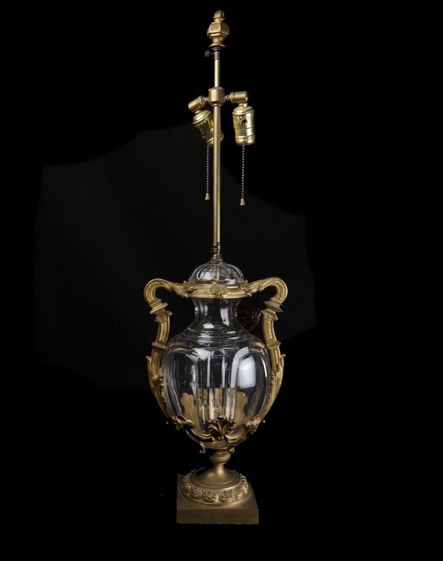 Glass and Gilt Urn Shaped Table Lamp (1 of 6)