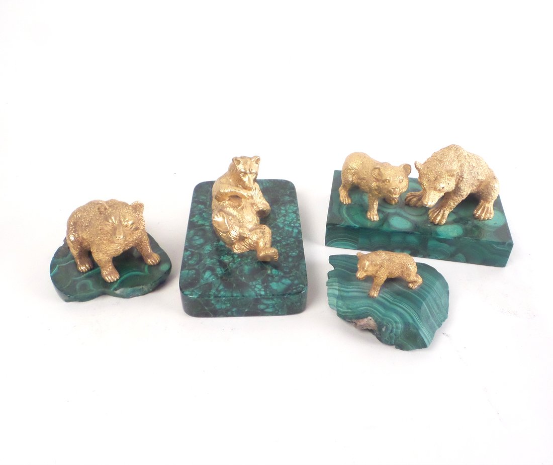 Gilt Bronze Bears on Malachite Bases (1 of 9)