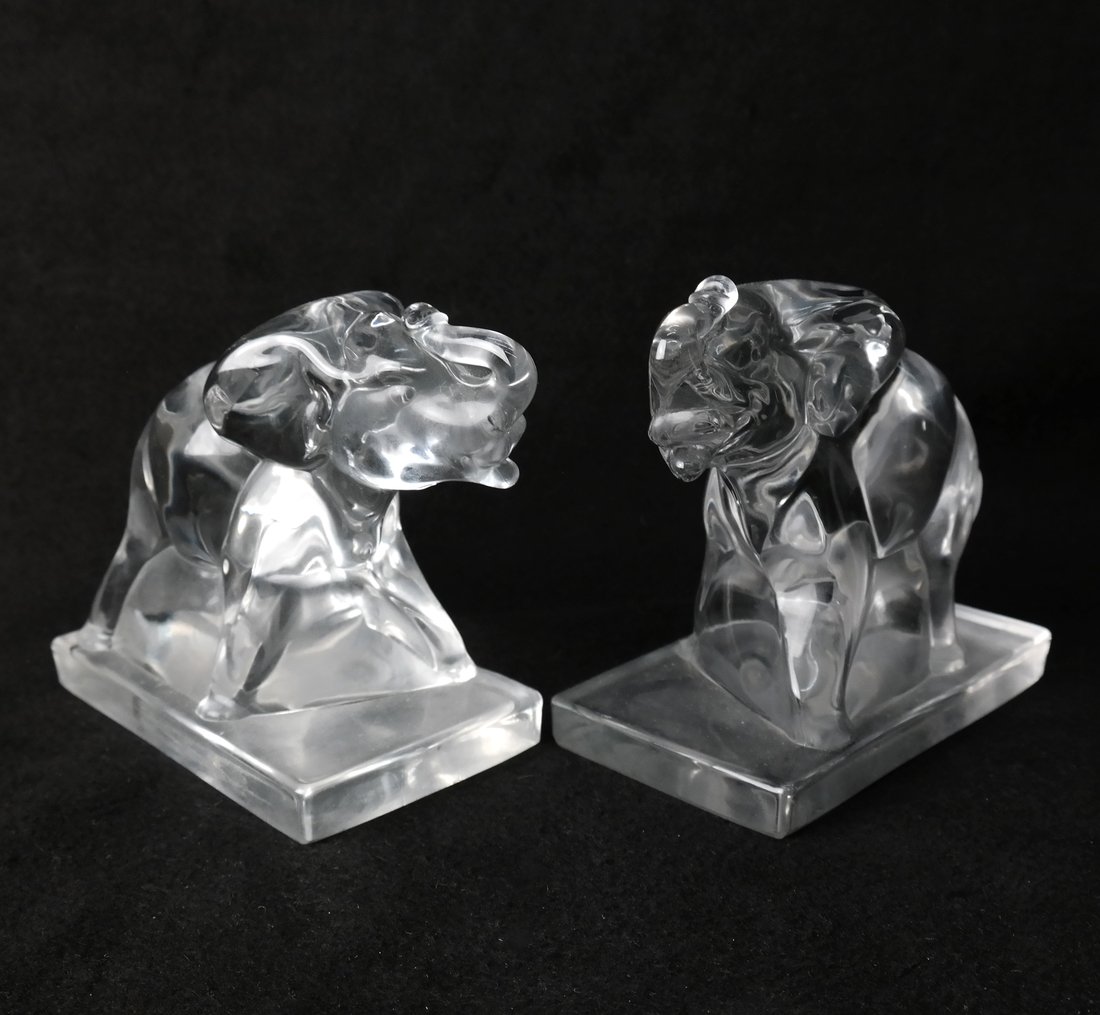 Pair of Glass Elephant Book Ends (1 of 6)