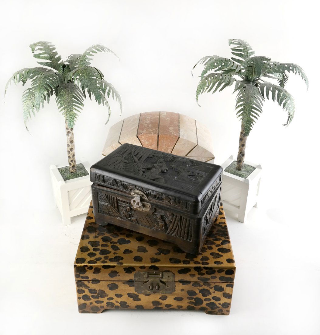 Assorted Lot of Boxes and 2 Metal Trees (1 of 10)