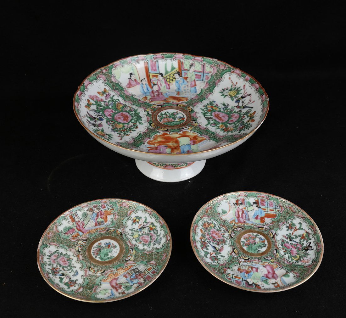 3-Piece Rose Medallion Porcelain Set. (1 of 7)