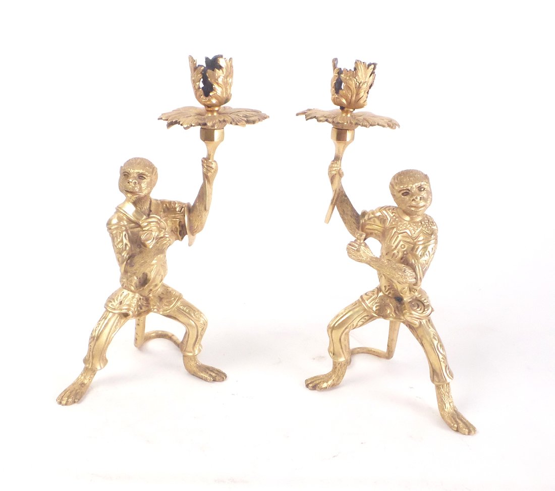 Pr. Continental Gilt Bronze Candlesticks (1 of 8)