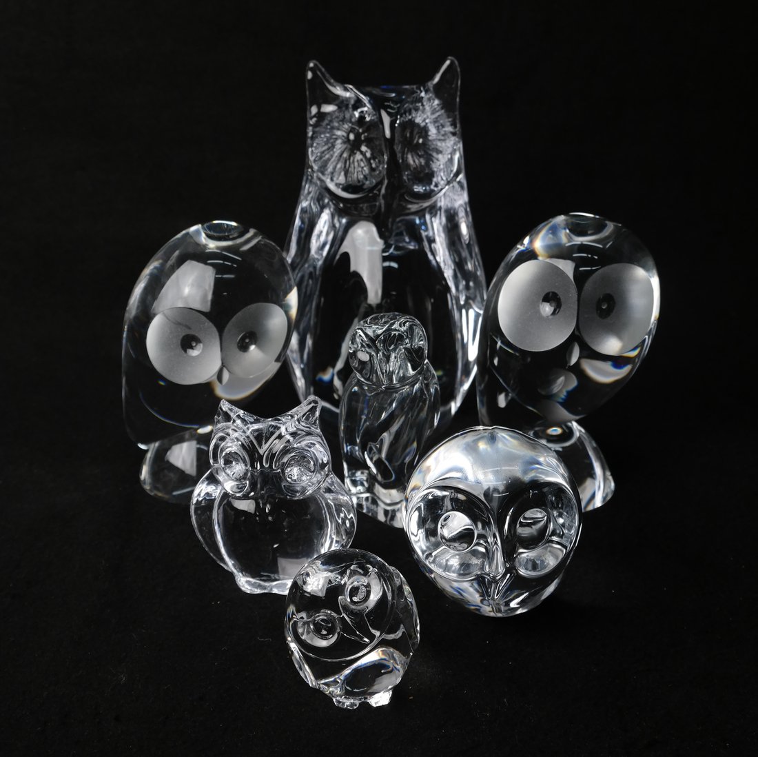 Group of Daum Glass Owl Figurines (1 of 9)