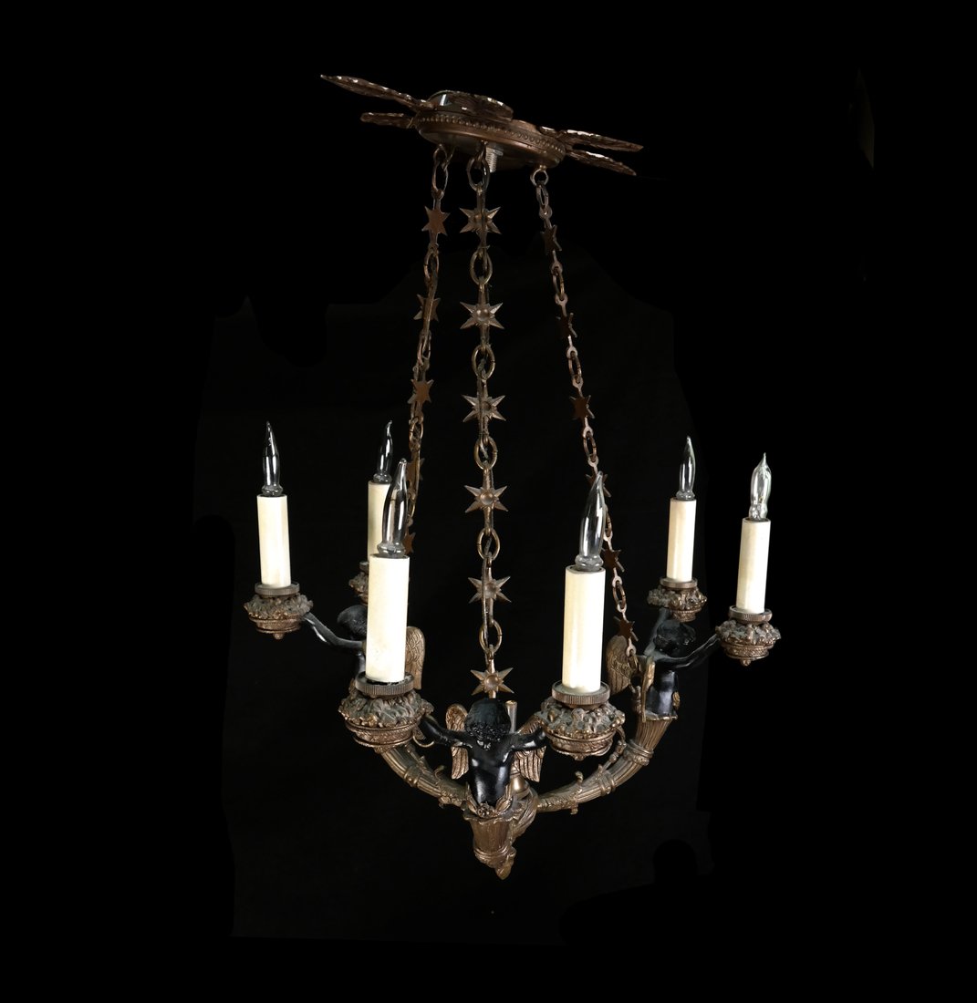 19th C. Bronze Winged Figure Chandelier (1 of 7)
