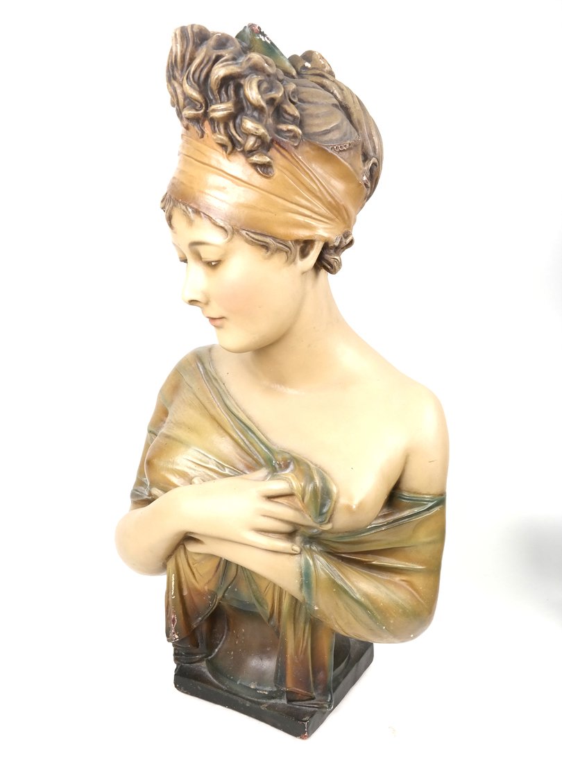 Female Painted Plaster Bust (1 of 9)