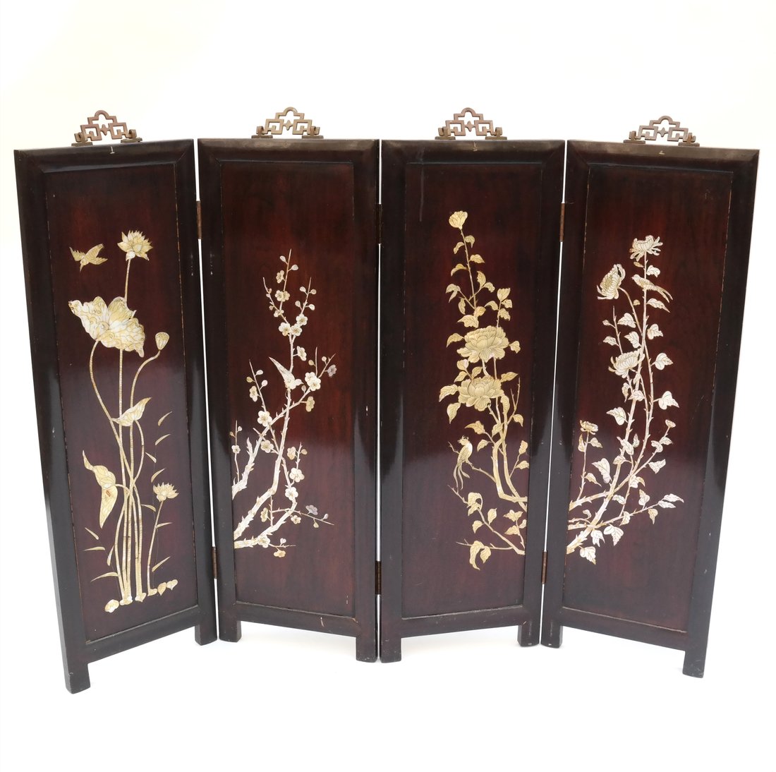 Asian Four-Panel Table Screen w/ Mother-of-Pearl Inlay (1 of 9)