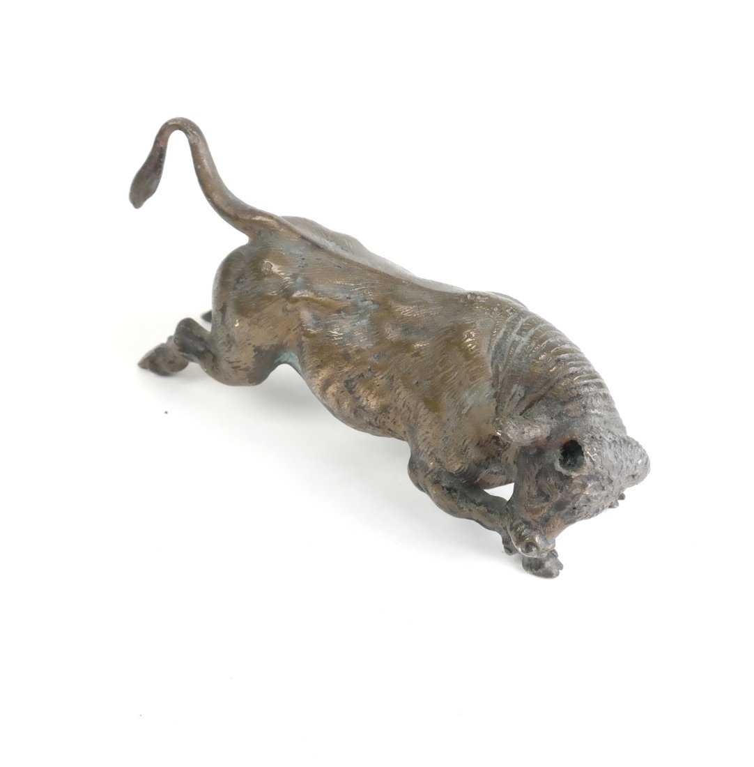 Small Bronze Sculpture, Charging Bull (1 of 7)