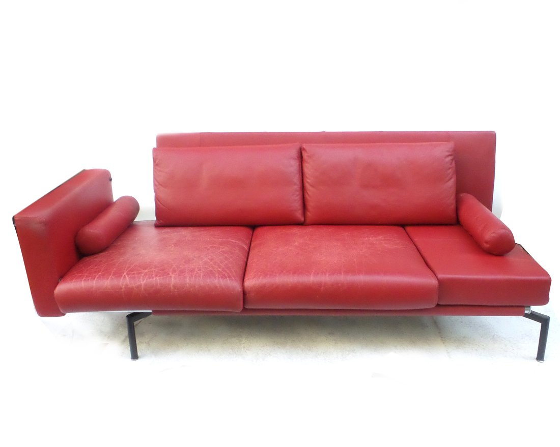 Modern Burgundy Leather Sofa (1 of 7)