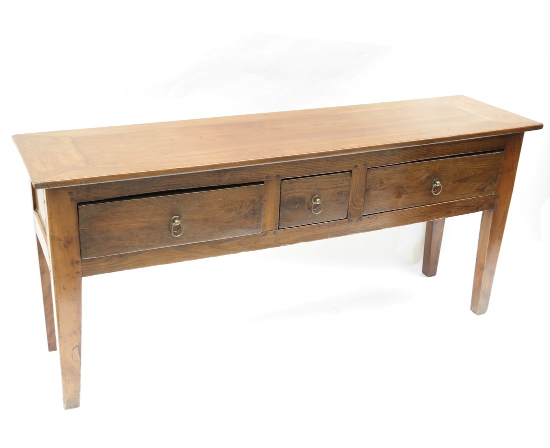 3 Drawer Fruitwood Parsons Console Table (1 of 8)