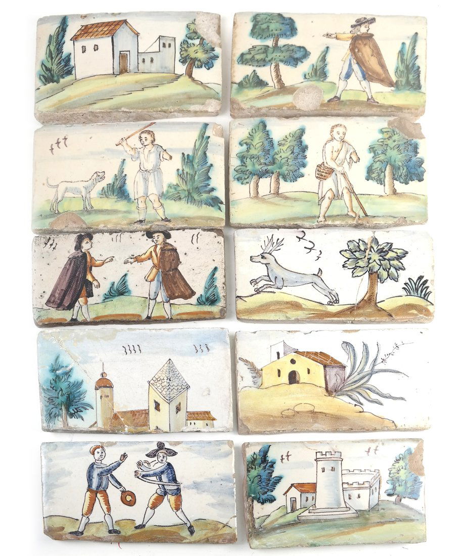 Lot of 10 Rectangular French Tiles (1 of 10)