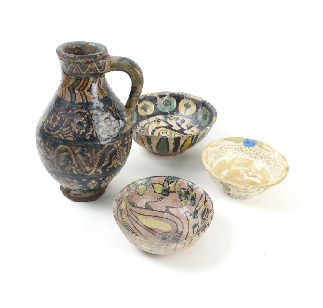 Lot of 4 Persian Pottery Bowls & Pitcher (1 of 10)