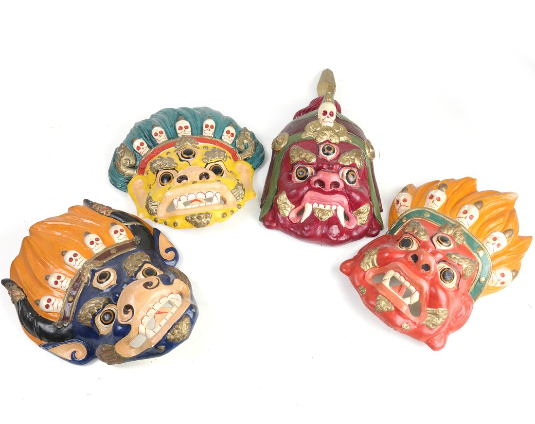 Four Painted Asian Masks (1 of 10)