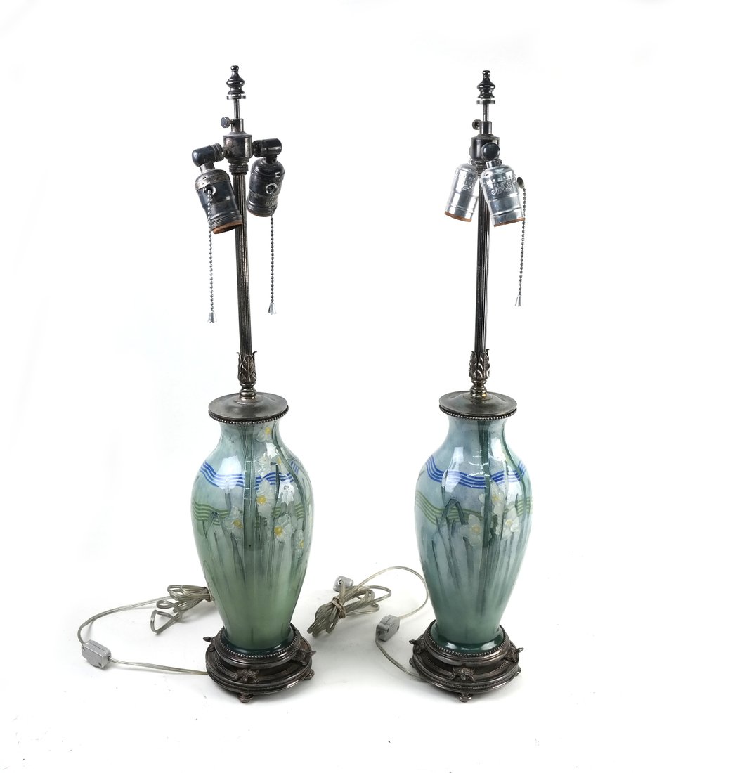 Pair of English Pottery Vase Lamps (1 of 9)
