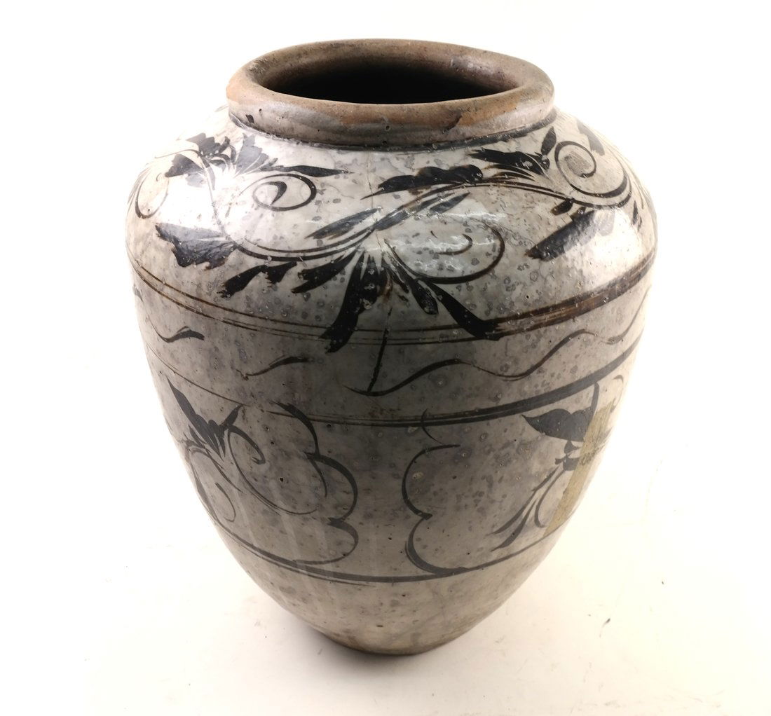 Chinese Brown and Cream Ceramic Vase (1 of 10)
