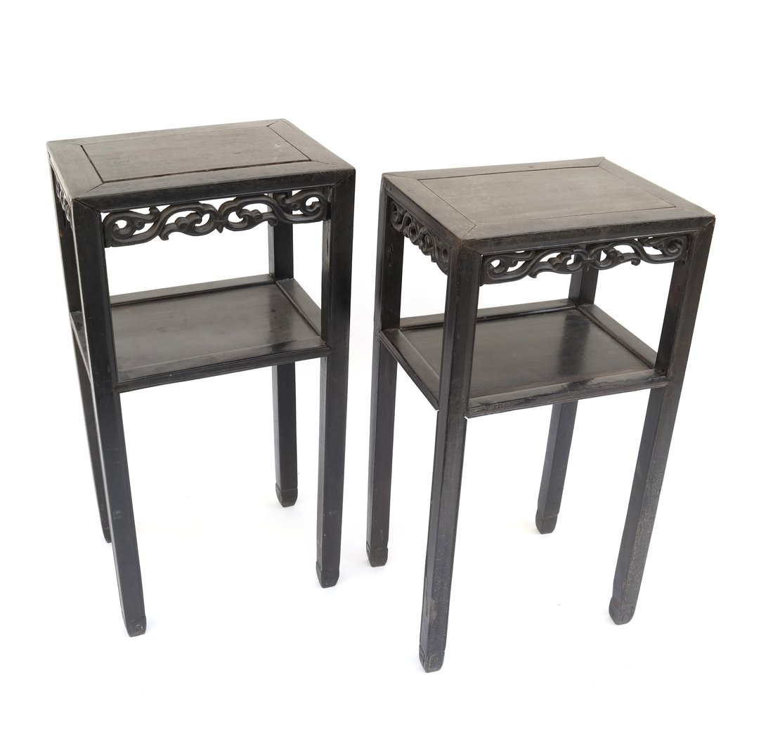 Pair of Asian Hardwood Two-Tier Stands (1 of 7)