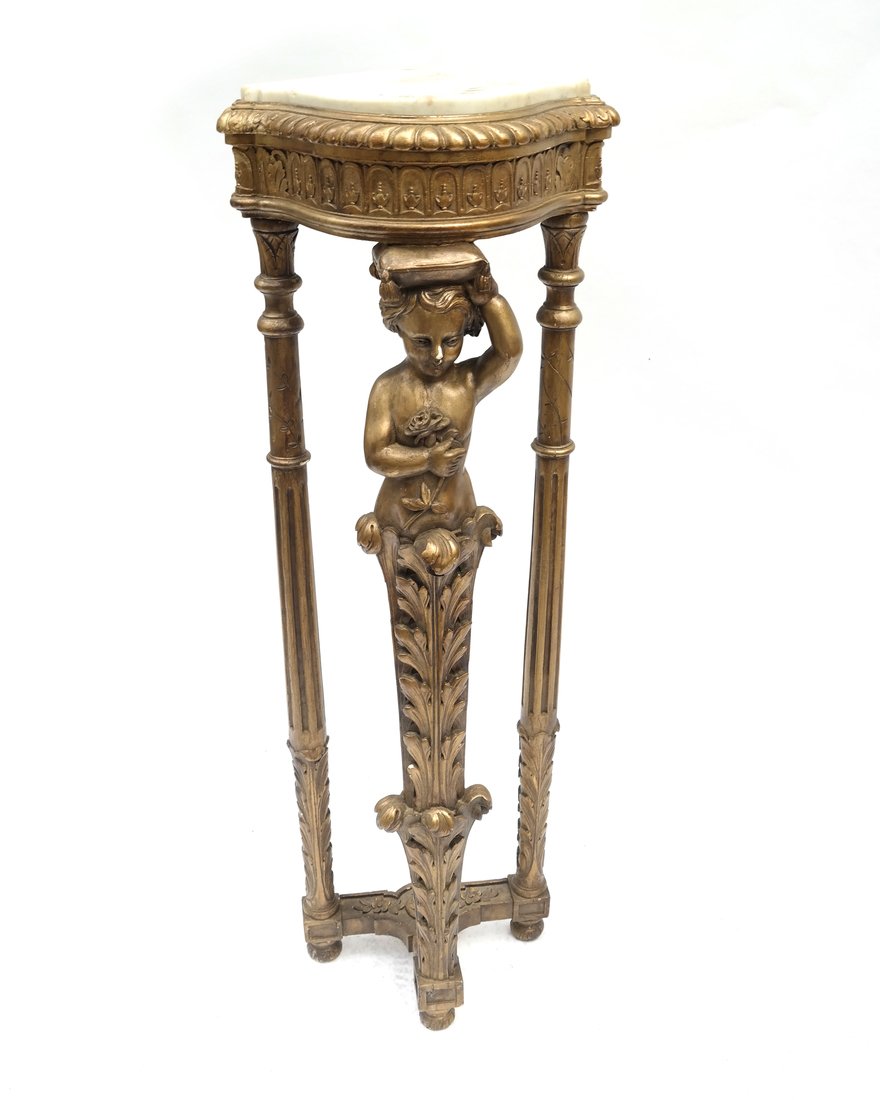 Ornate Marble Top Pedestal (1 of 8)
